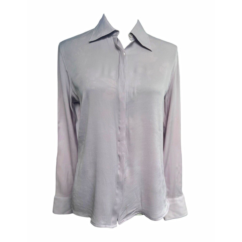Brooks Brothers Women's Stretch Silk Button Front Blouse Pale Lavender Size 10